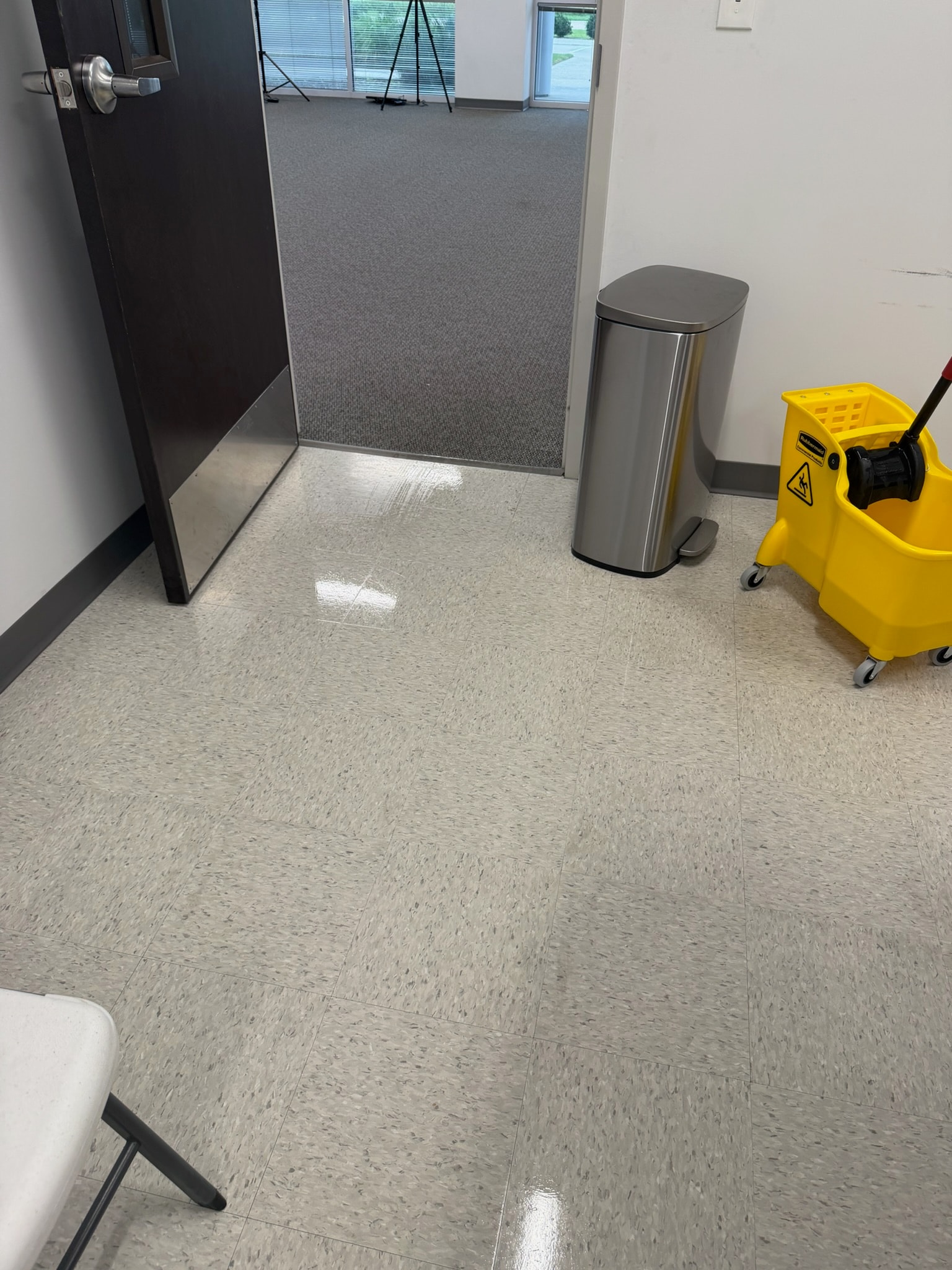 Polished commercial floor tiles after professional floor care