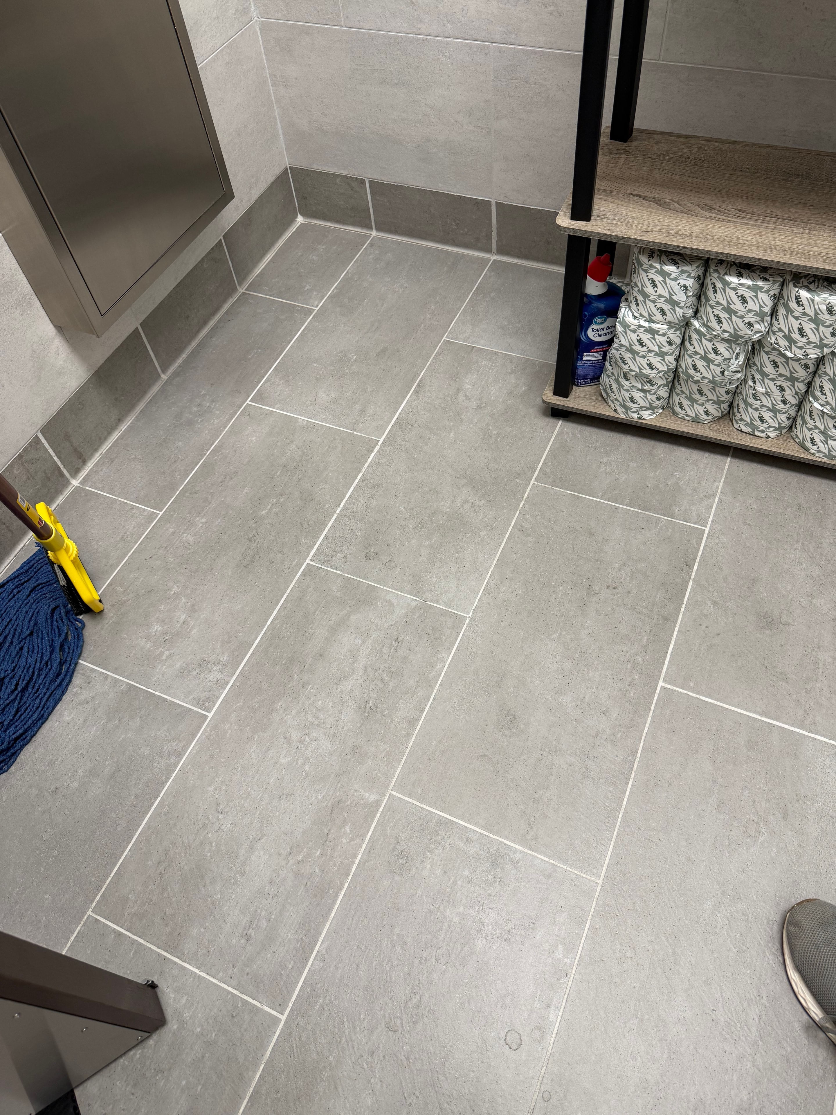 Spotless commercial restroom after professional deep clean